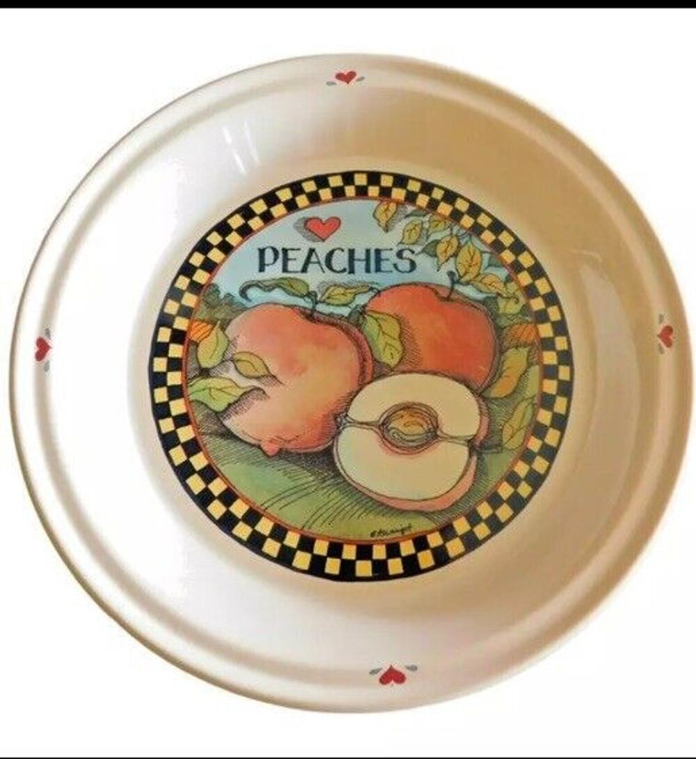 Vintage Susan Winget Peaches Pie Dish Farmhouse Certified International Corp ‘93